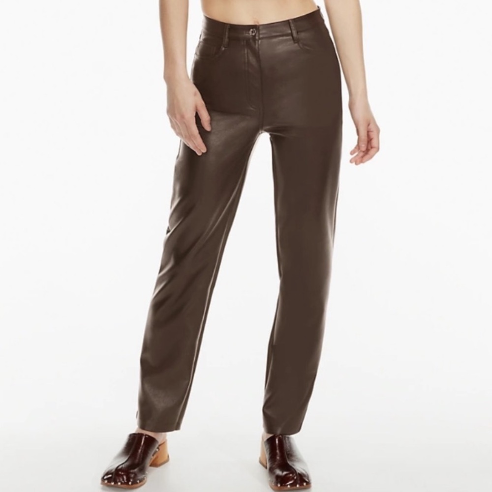 NWT (tag fell off) THE MELINA Wilfred faux leather pants Sz 2 Rich Mocha Brown